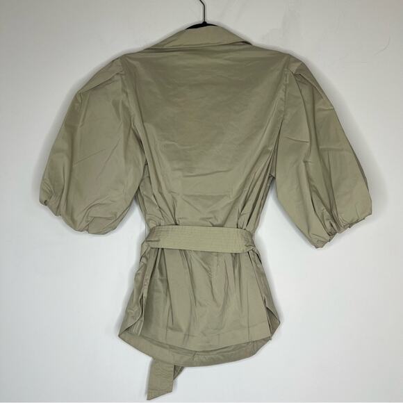 Jonathan Simkhai Waverly Sage Green Poplin Wrap Top Small - Picture 6 of 7